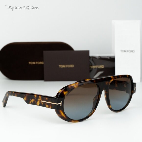 Tom Ford Women Sunglasses Havana Brown Gradient Aviator FT1102/S 52F BRAND NEW - Picture 1 of 13
